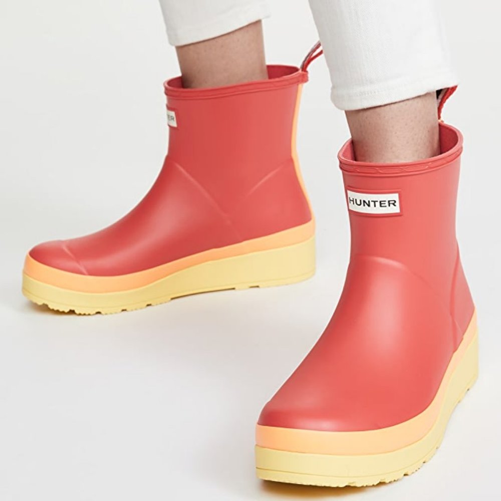 Hunter Red and Yellow Winter Rain Boots